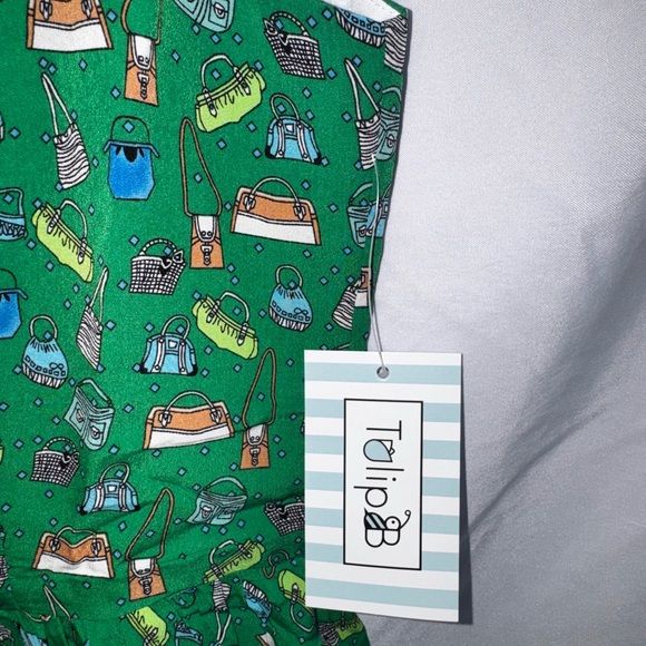 Tulip B Green Patterned Sleeveless Mini Dress NWT - Picture 4 of 7